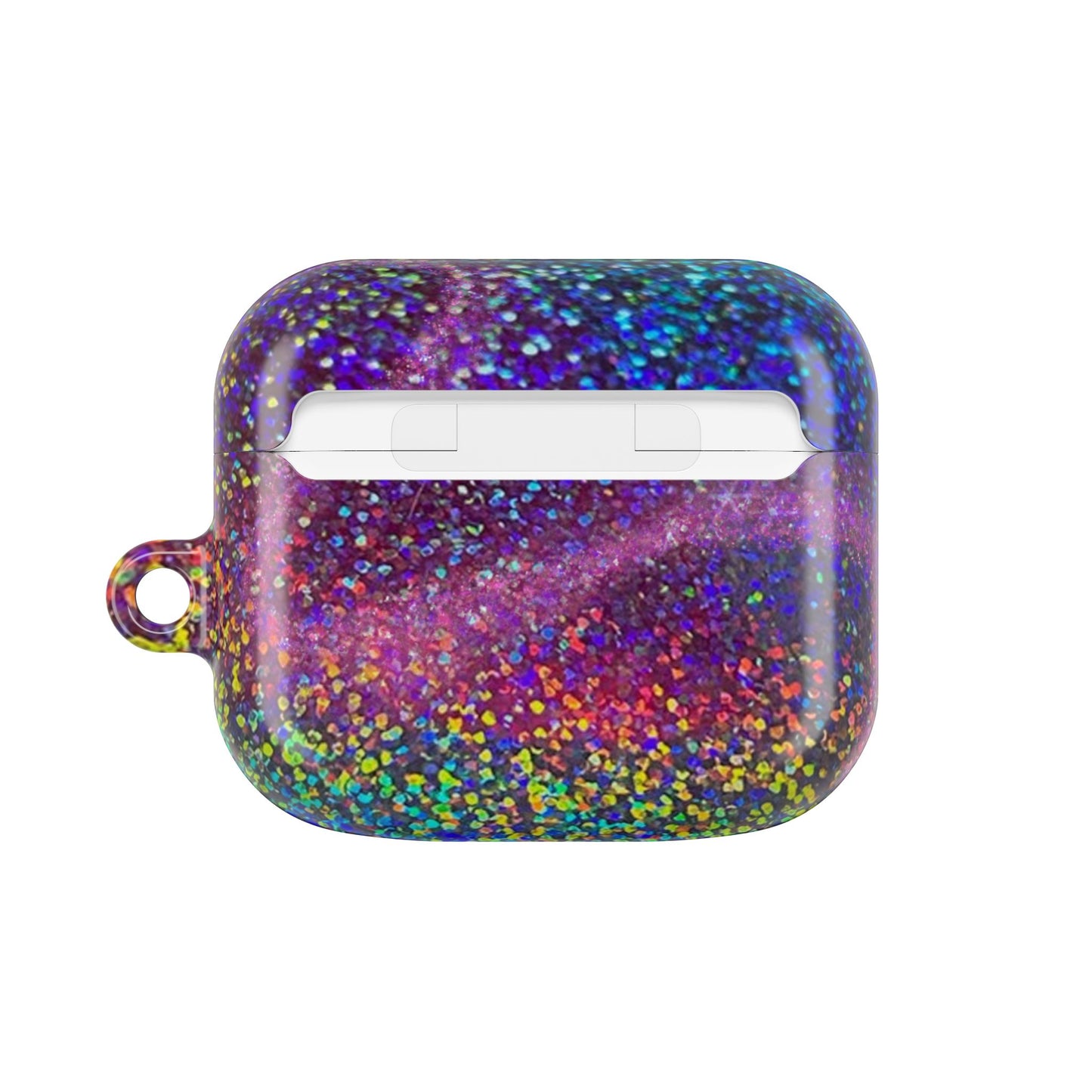Holographic Rainbow Glitter Print Earbud Case - Personalized Name Option