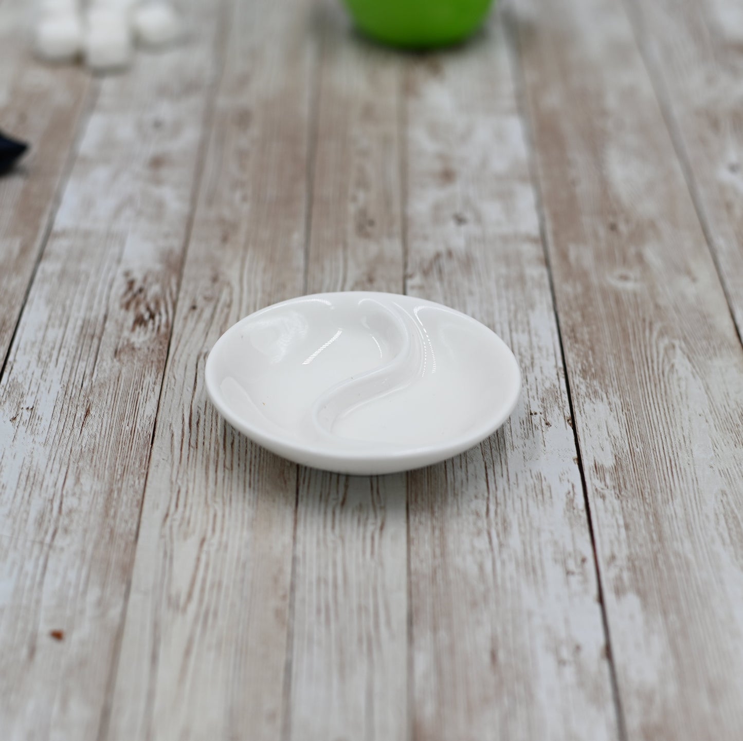 Round White Ying Yang Divided Soy Dish 3.5" inch | 9 Cm-0