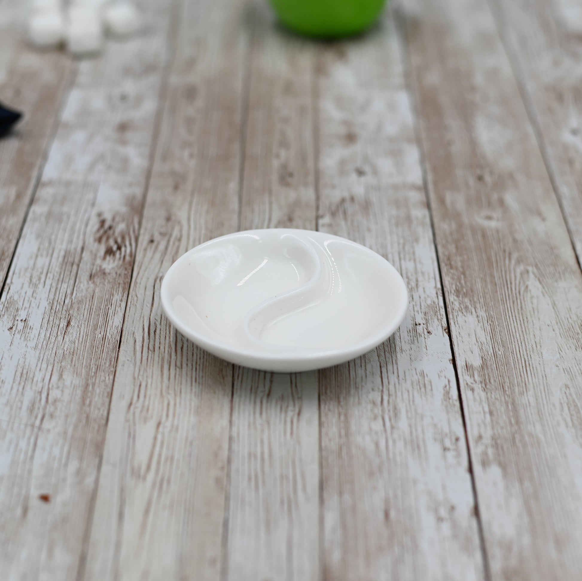Round White Ying Yang Divided Soy Dish 3.5" inch | 9 Cm-0