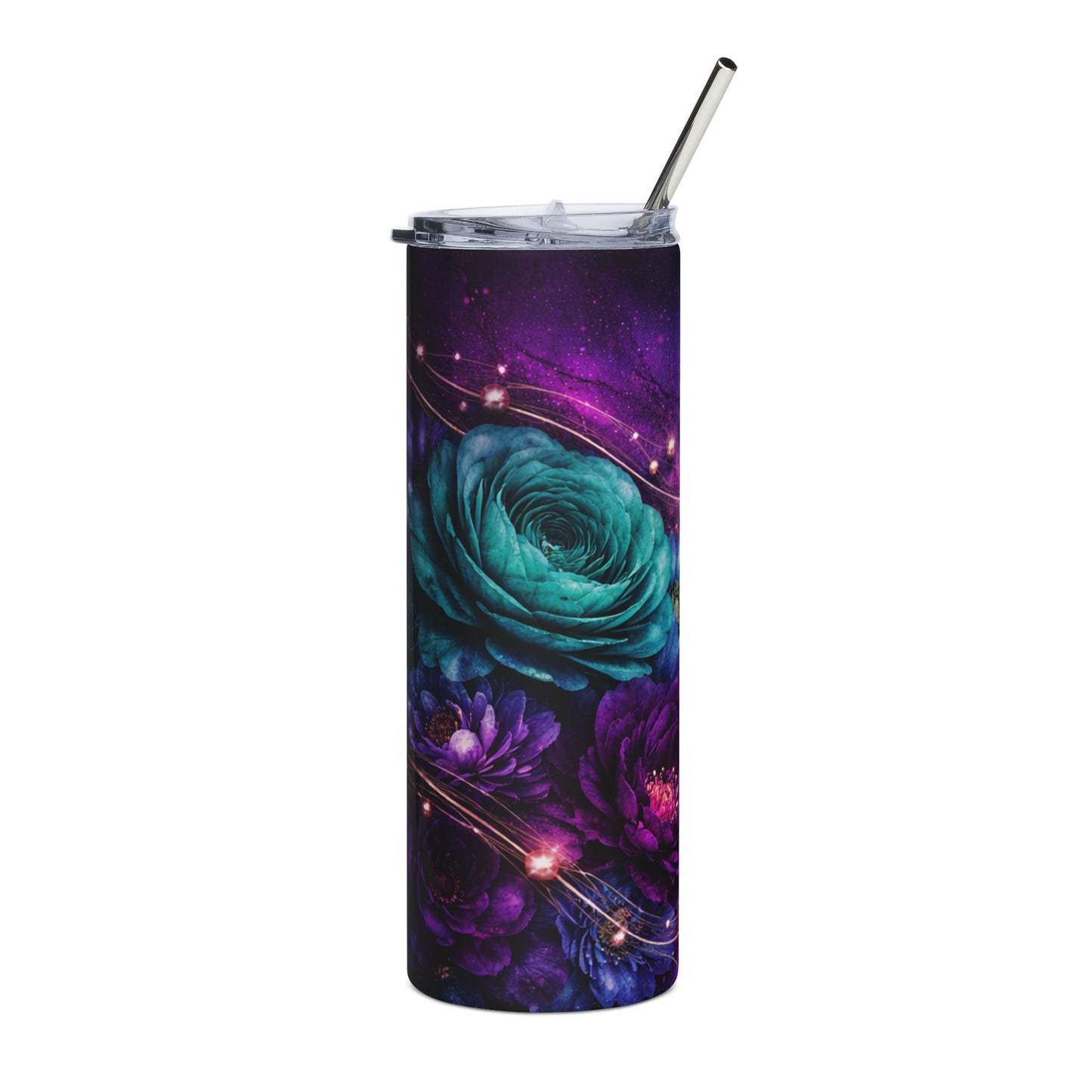 Teal Rose Galaxy Floral Stainless Steel Tumbler | 20oz