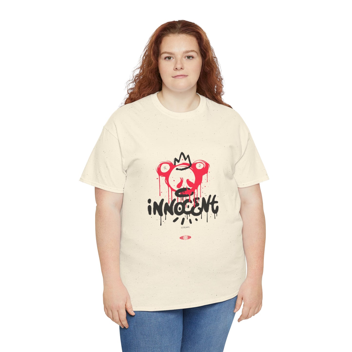 Edgy Graphic Tee: 'Innocent' Design, Urban Fashion, Streetwear, Unisex Cotton T-Shirt, Music Festivals, Casual Wear