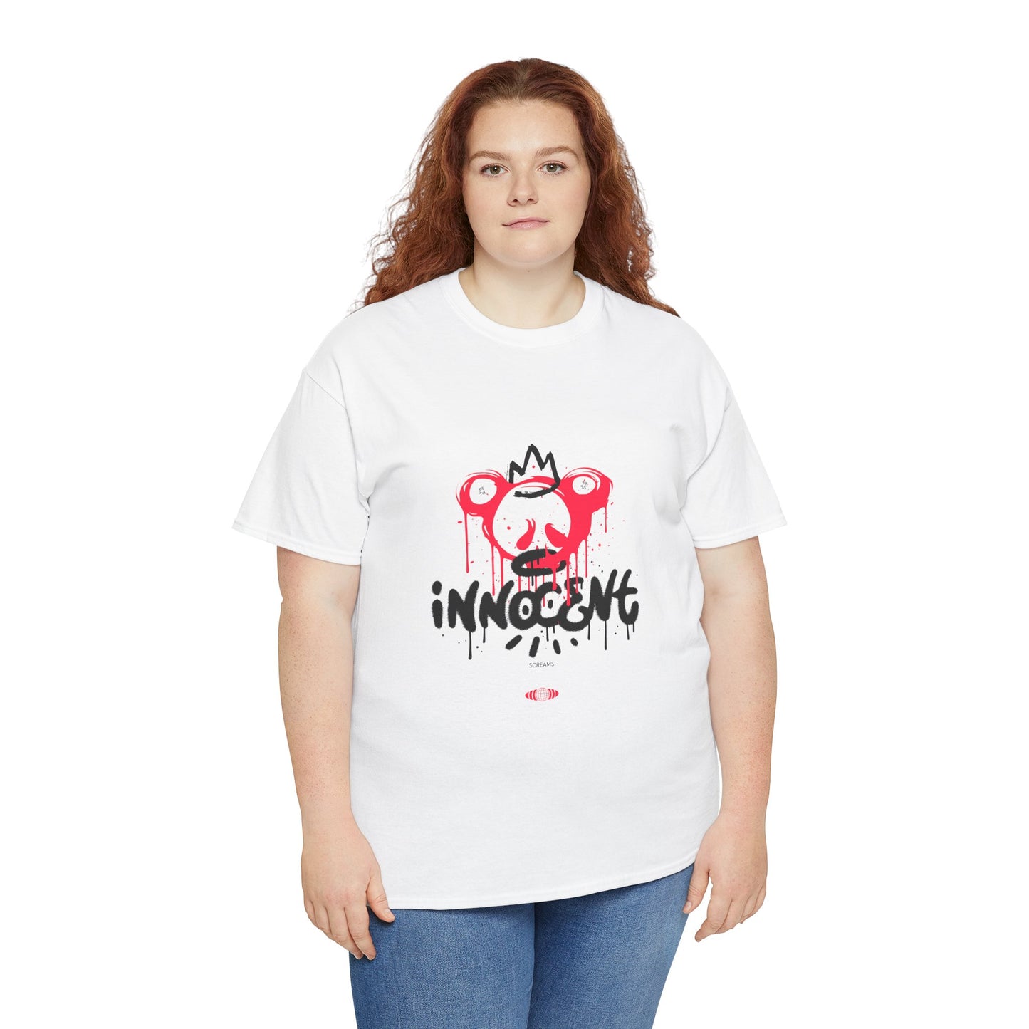Edgy Graphic Tee: 'Innocent' Design, Urban Fashion, Streetwear, Unisex Cotton T-Shirt, Music Festivals, Casual Wear