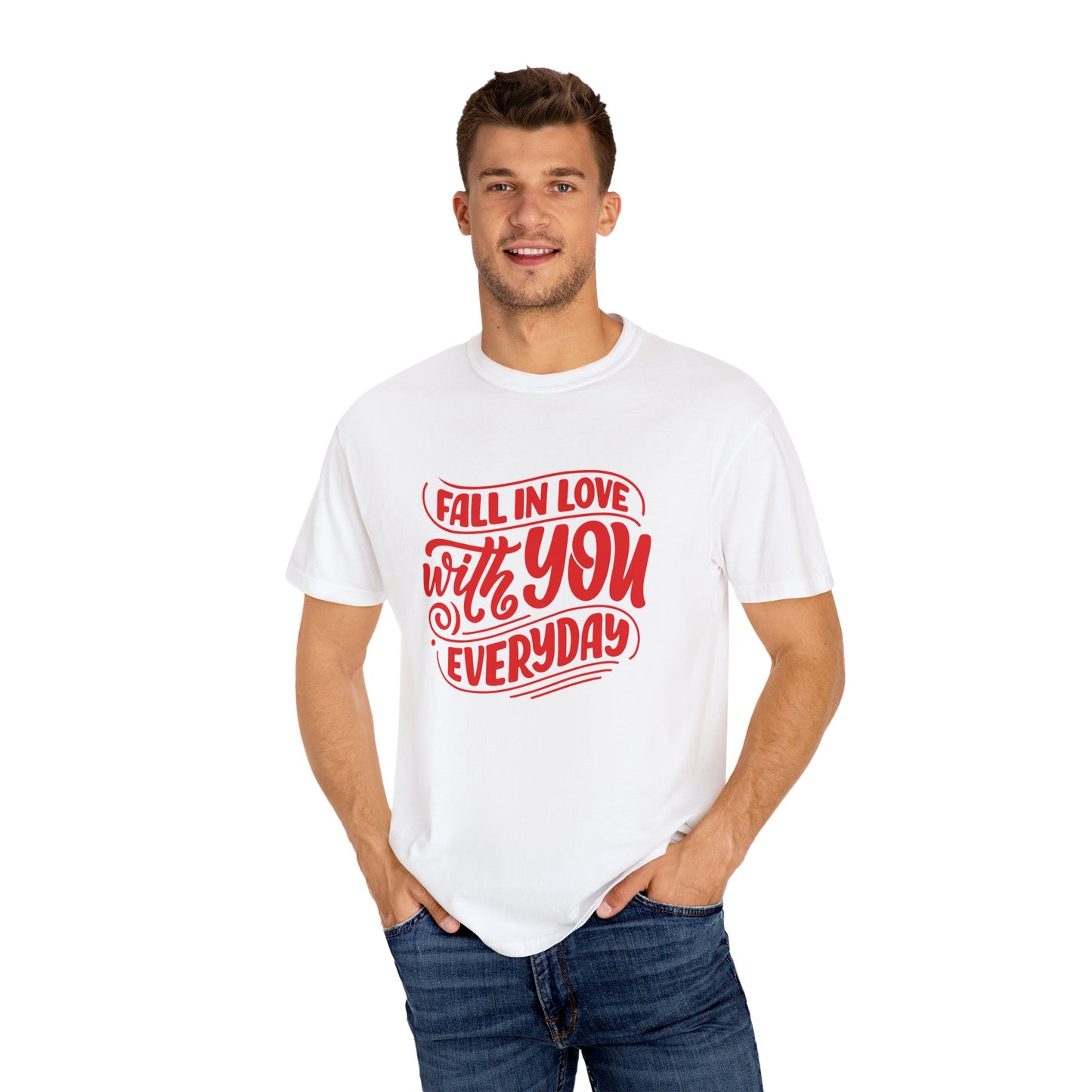 Fall in Love with YOU Quote T-shirt for Couples, Valentine's Day, Gifts for Him/Her, Casual Everyday Wear, Comfortable Unisex Tee