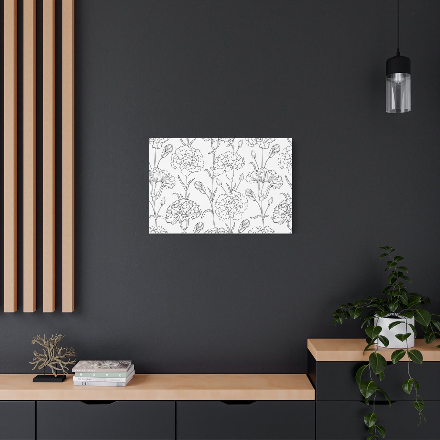 Floral Canvas Art, Stretched Wall Decor, Home Gift, Botanical Print, Modern Design, Matte Finish