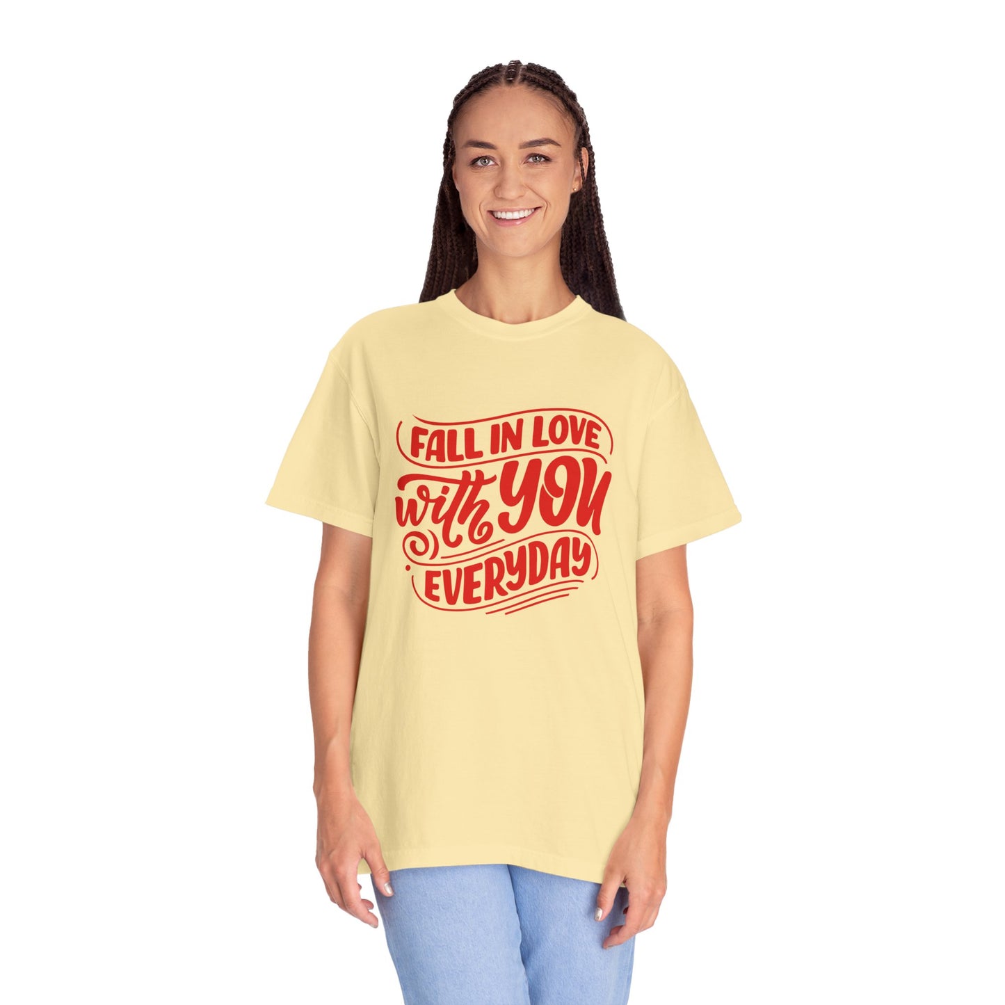 Fall in Love with YOU Quote T-shirt for Couples, Valentine's Day, Gifts for Him/Her, Casual Everyday Wear, Comfortable Unisex Tee