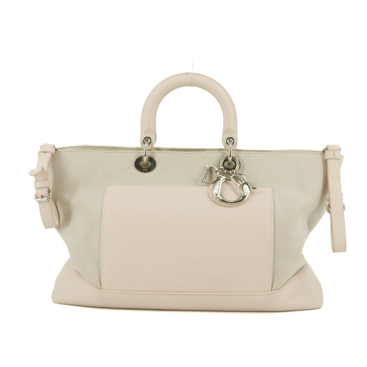 Christian Dior Ivory Canvas x Leather 2WAY Tote Bag #9994
