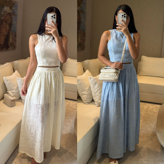 Vest lace skirt set