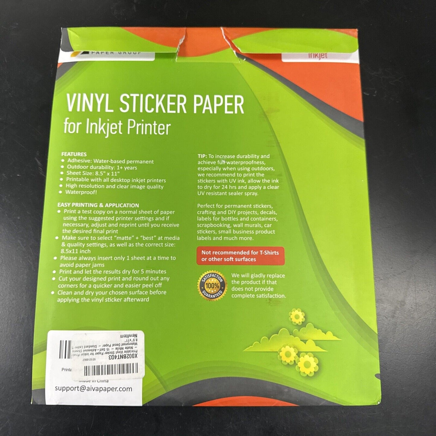 Printable Vinyl Sticker Paper for Inkjet Printer - Matte White - 15 Self-Adhesiv