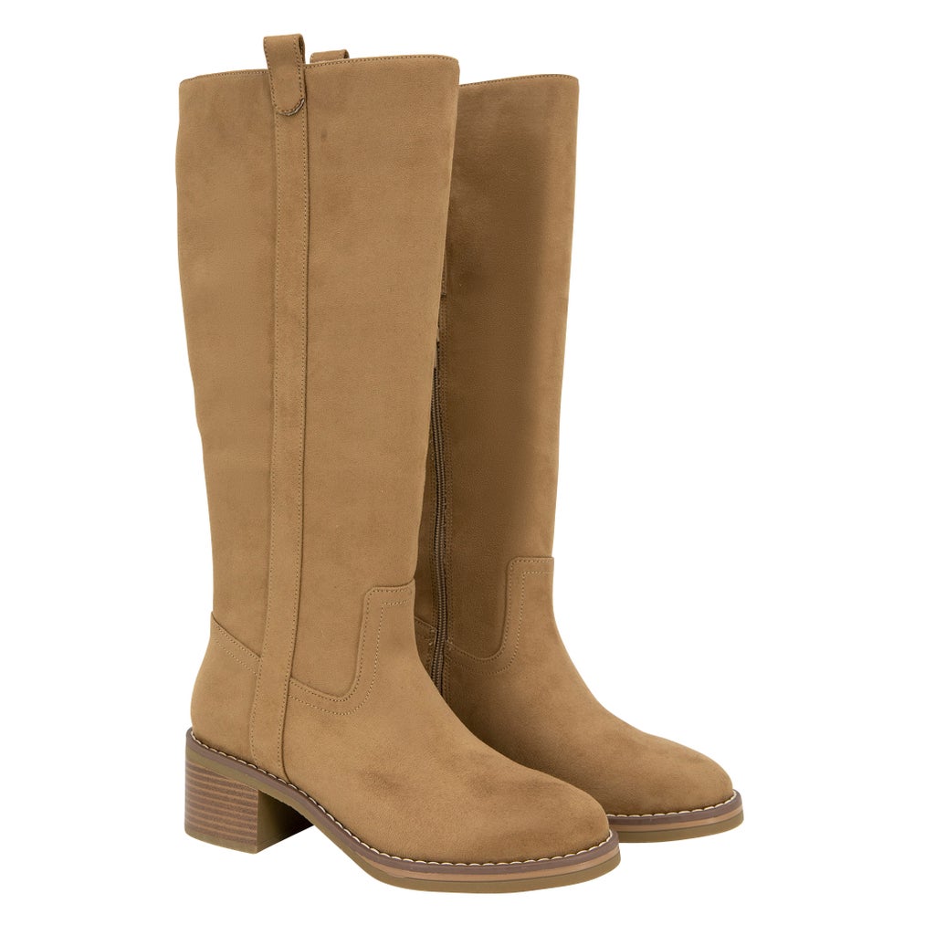 New In Box Kensie Womens Size 7.5 Brown Faux Suede Naya Knee High Zip Up Boots