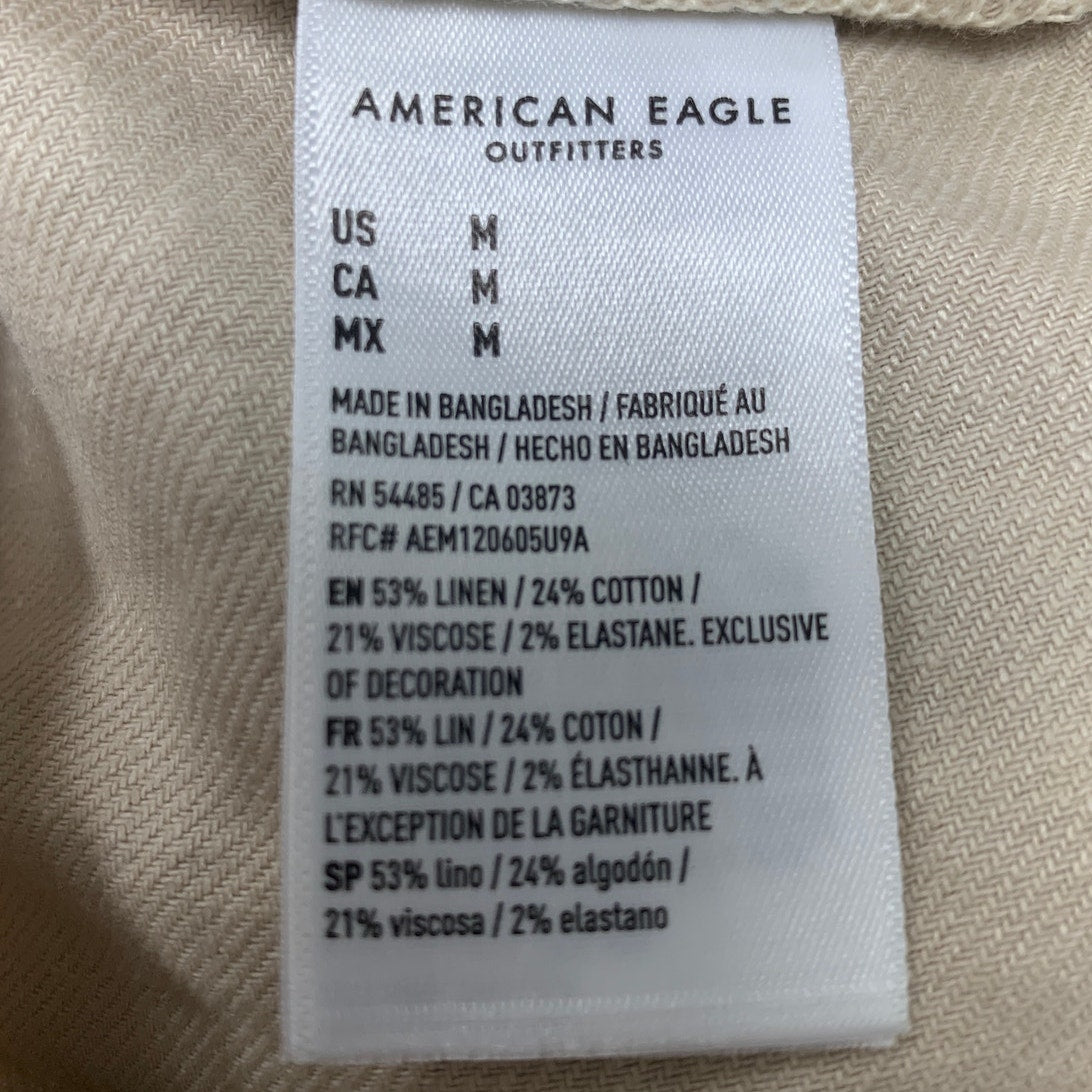New American Eagle Womens Medium Linen Blend Baggy Short Overall Shortalls