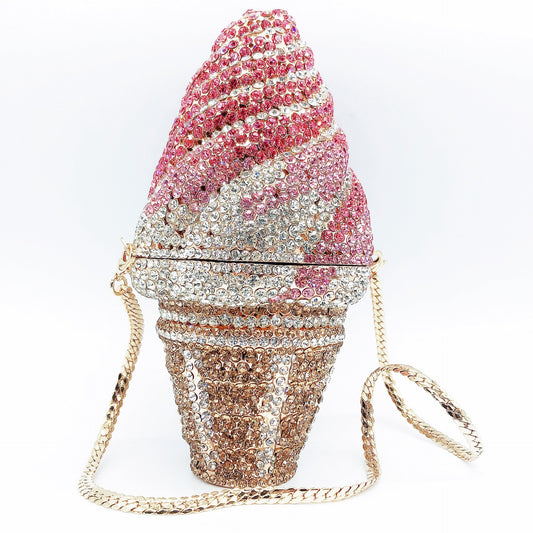 Rhinestone Studded Stone Chain Evening Luxury Handbags