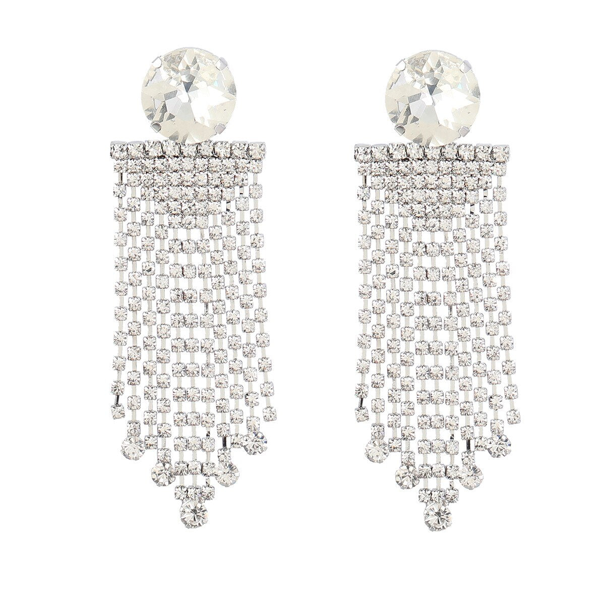 Super Flash Claw Chain Round Glass Diamond Alloy Diamond Long Tassel Fashion Earrings For Women