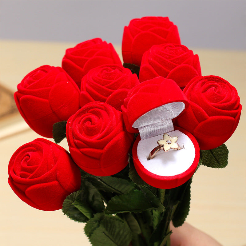 Red Rose Ring Box Valentine's Day Gift Personality Creative Ring Box Proposal Ring Box