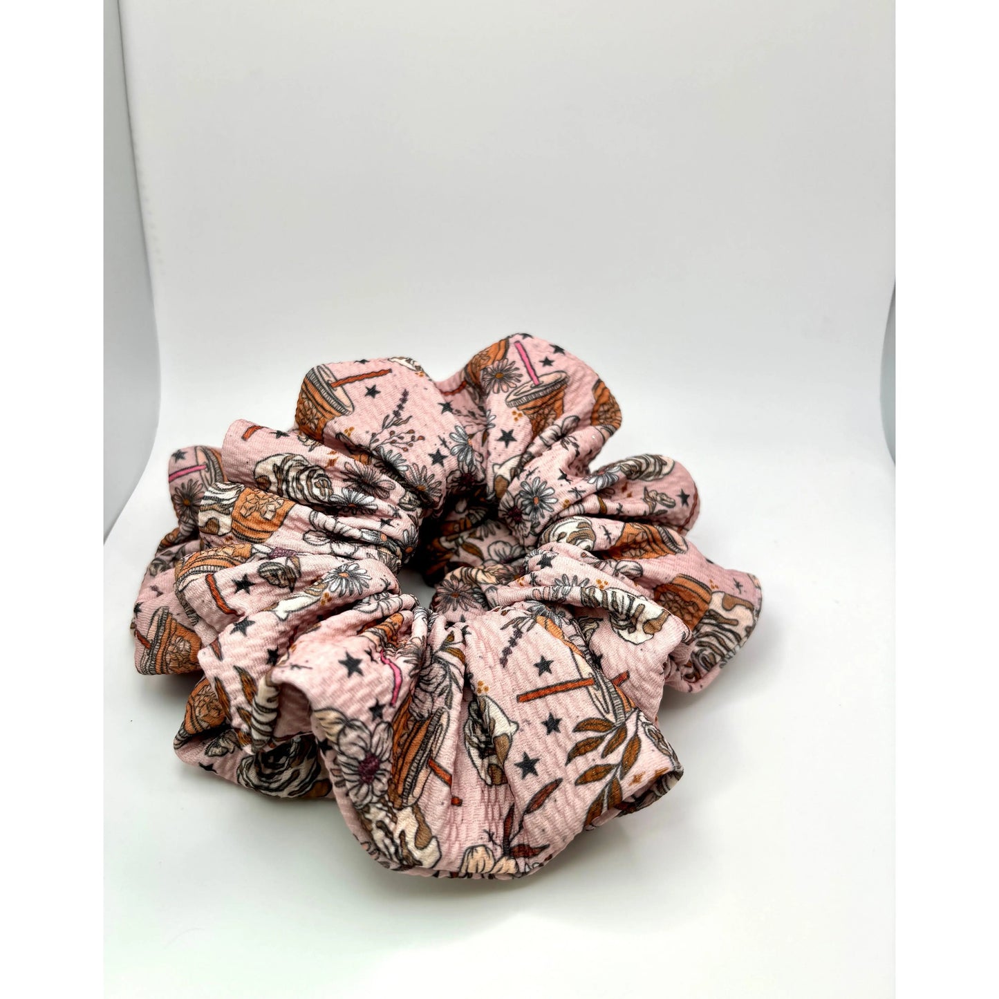 Floral Iced Coffee Bullet Scrunchie