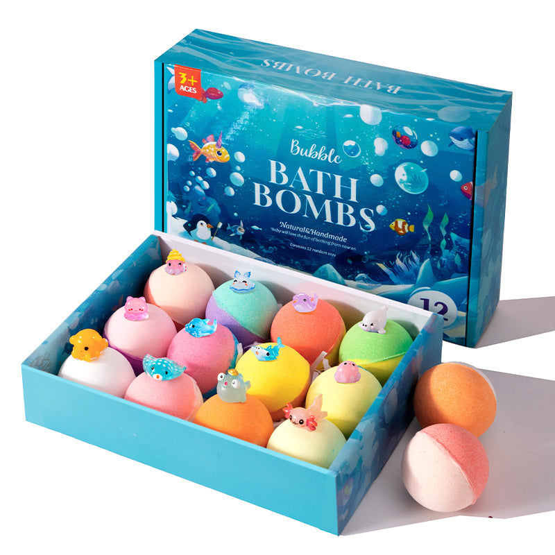 Bath Salt Balls with Toys Essential Oils 12-Piece Gift Box