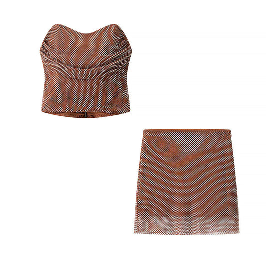 Strapless and short skirt set