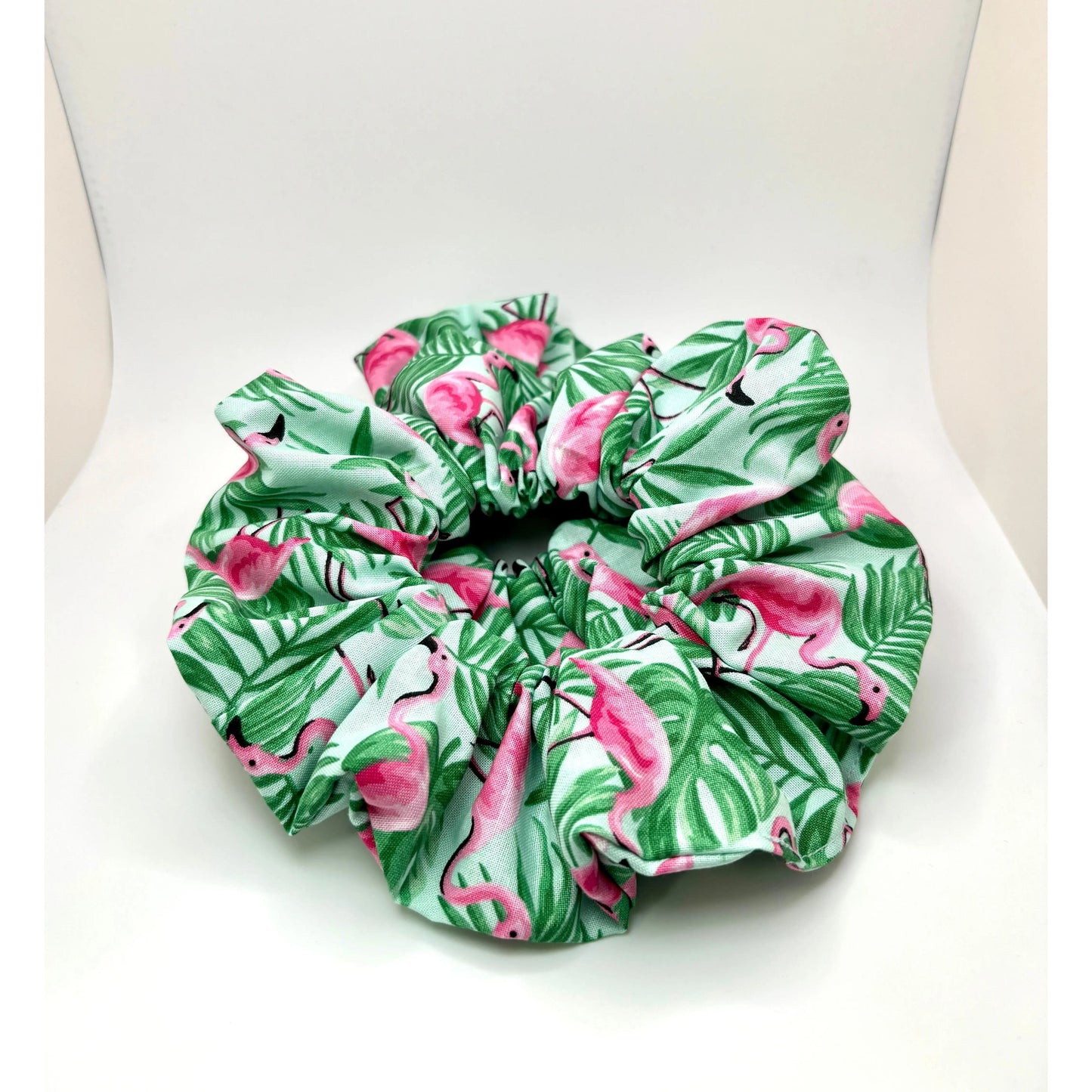 Palm Leaf Flamingos Summer Scrunchie