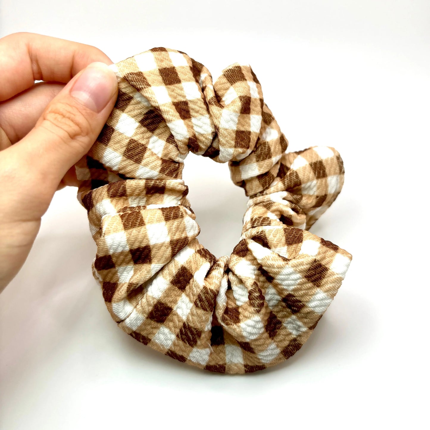 Mini Brown Plaid Bullet Scrunchie
