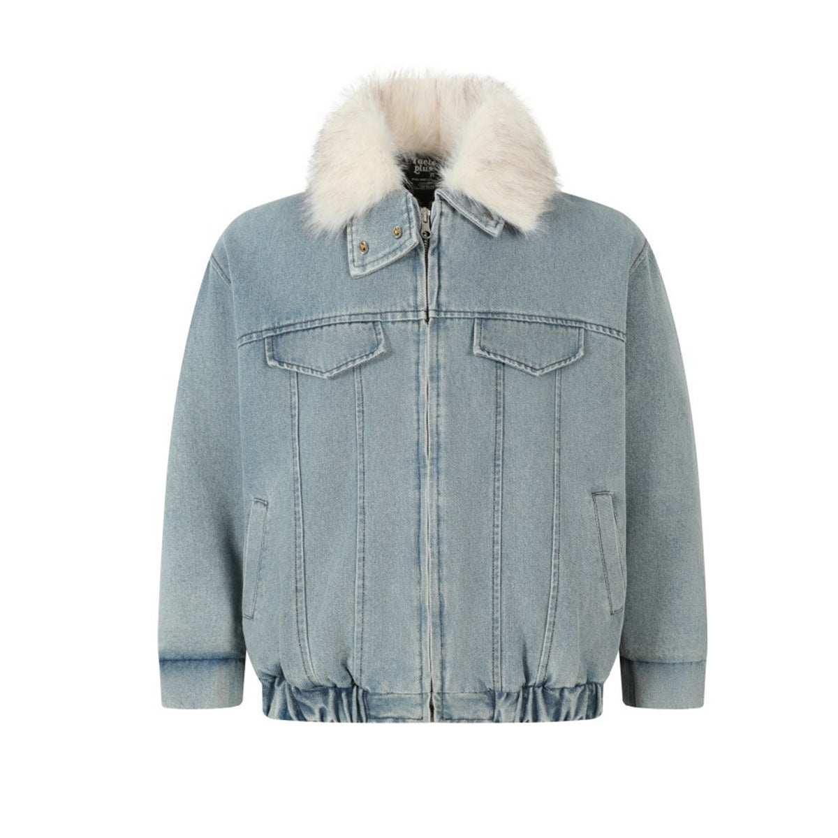 Wool collar denim cotton jacket