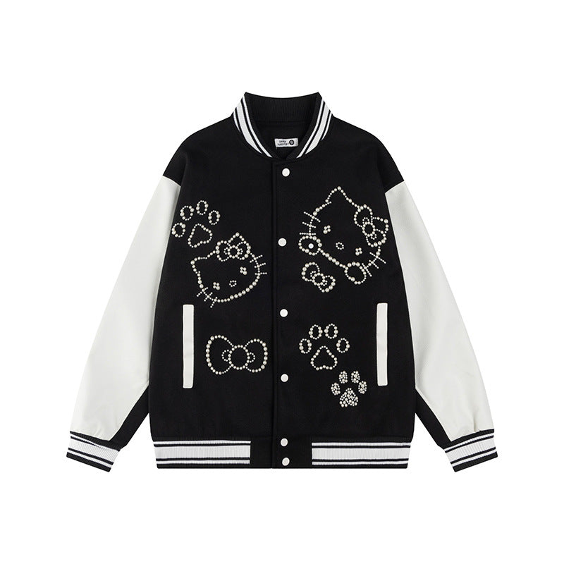 Hello Kitty Pearl Embroidered Baseball Jacket