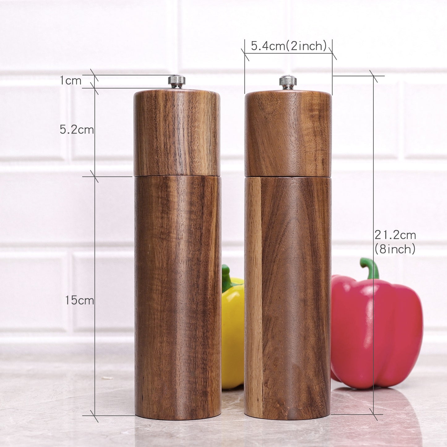 Cylindrical Grinder Acacia Wood Pepper Mill Ceramic Core Manual Pepper Grinder Multipurpose Seasoning Bottle Kitchen Tool