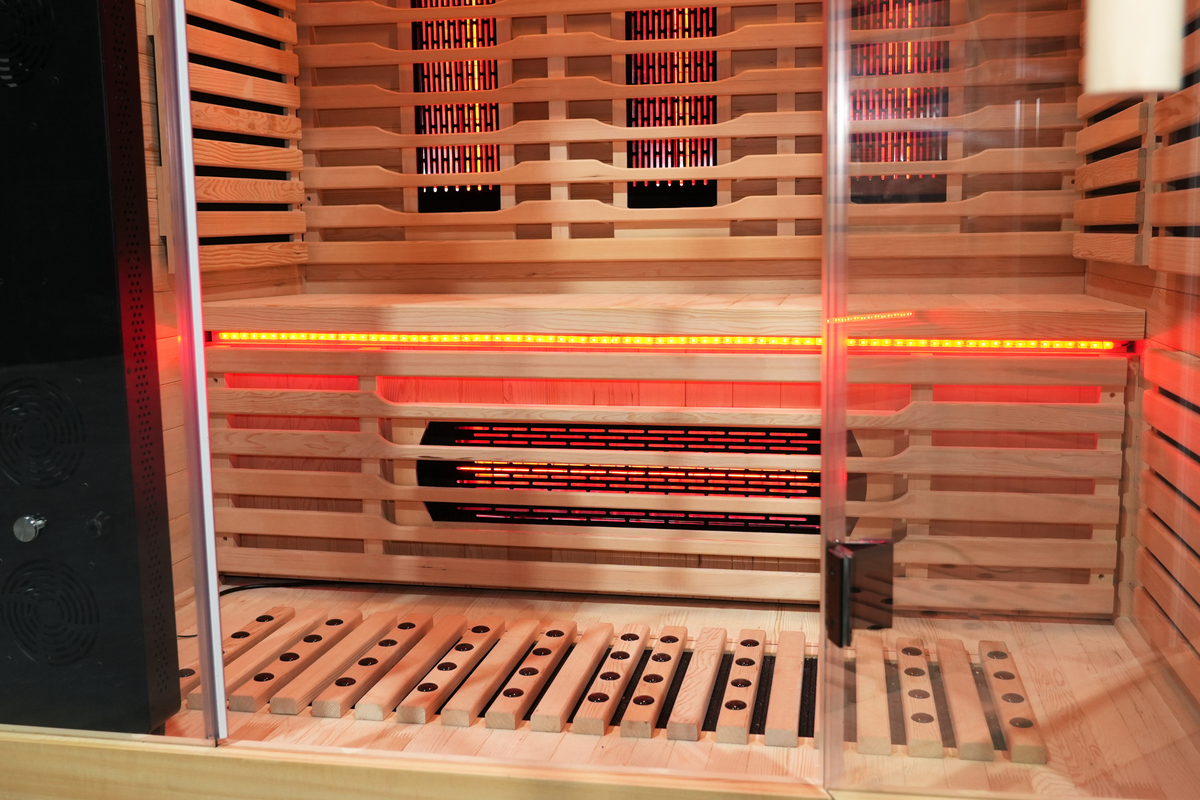 Blisspod | Venetian | Full Spectrum Indoor Premium Canadian Hemlock Ultra Low EMF Sauna | 11 Heaters | Chromotherapy & Reflexology | 3 Person