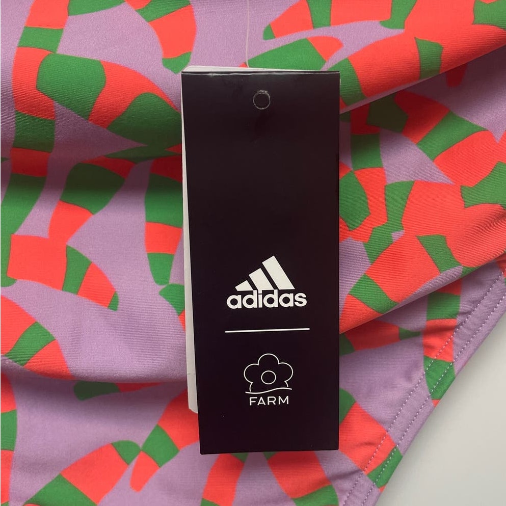 New Adidas Womens Medium Farm Bikini Purple Glow Hipster Swim Bottom ONLY
