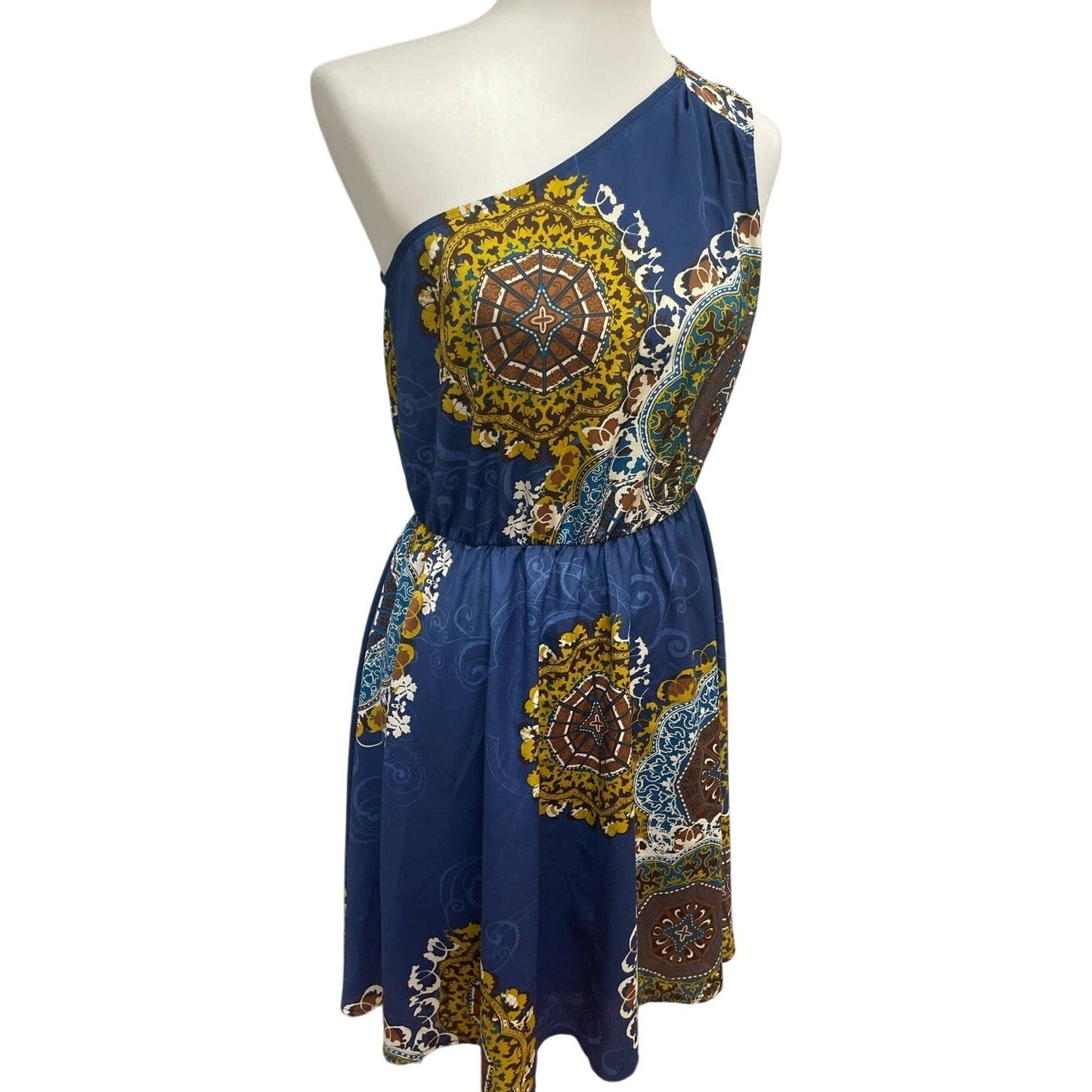Love Notes Womens Medium One Shoulder Polyester Fit & Flare Knee Length Dress
