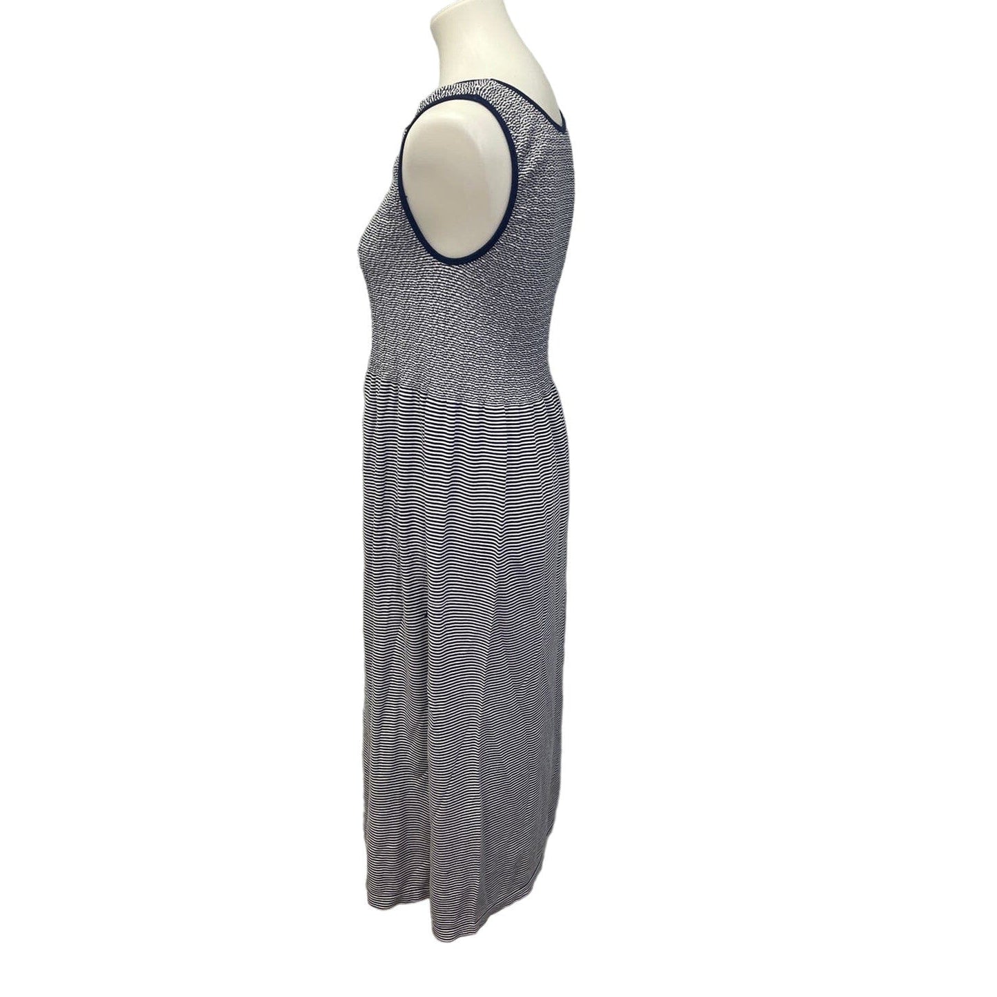 Lark & Grey Womens Medium Sleeveless Navy Striped Cotton Blend Maxi Dress