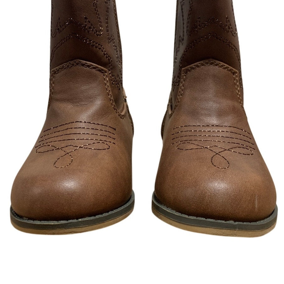 Icebirds Toddler Girls Size 8 Brown Western Cowgirl Boots Side Zip Shoes