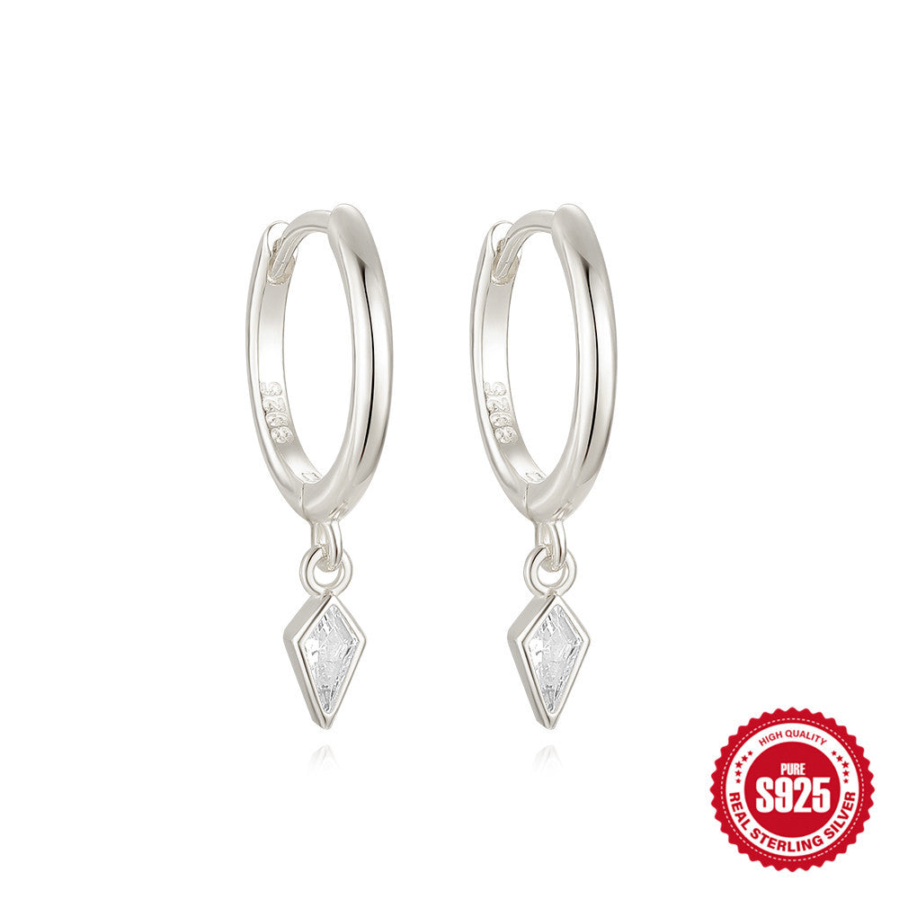 S925 Sterling Silver Kite-Shape Stone Earrings