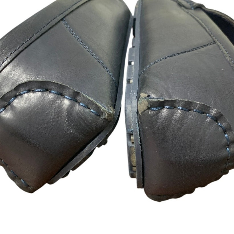 Jabasic Boys 7 Navy Faux Leather Casual Slip On Moccasin Flat Loafer Dress Shoes