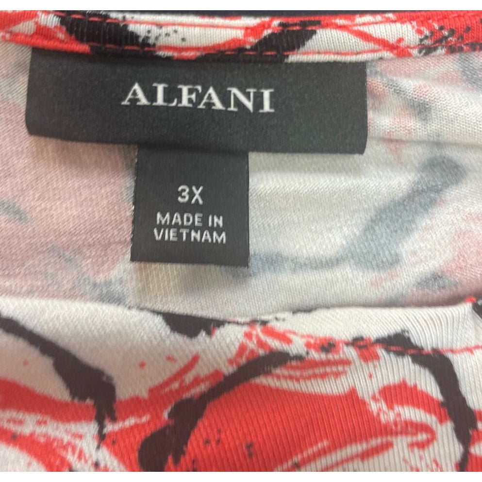 Alfani Womens Plus Size 3X Short Sleeve Polka Dot V-Neck Rayon Blend Top