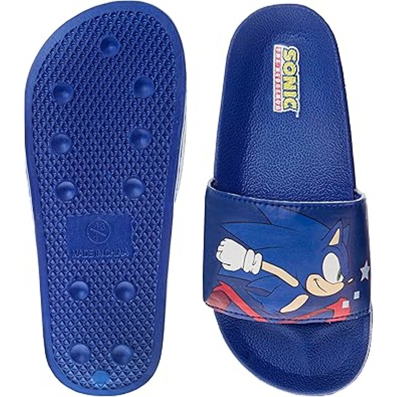 New Josmo Boys Size 2-3 Blue Sonic the Hedgehog Slide On Wide Strap Sandal Shoes