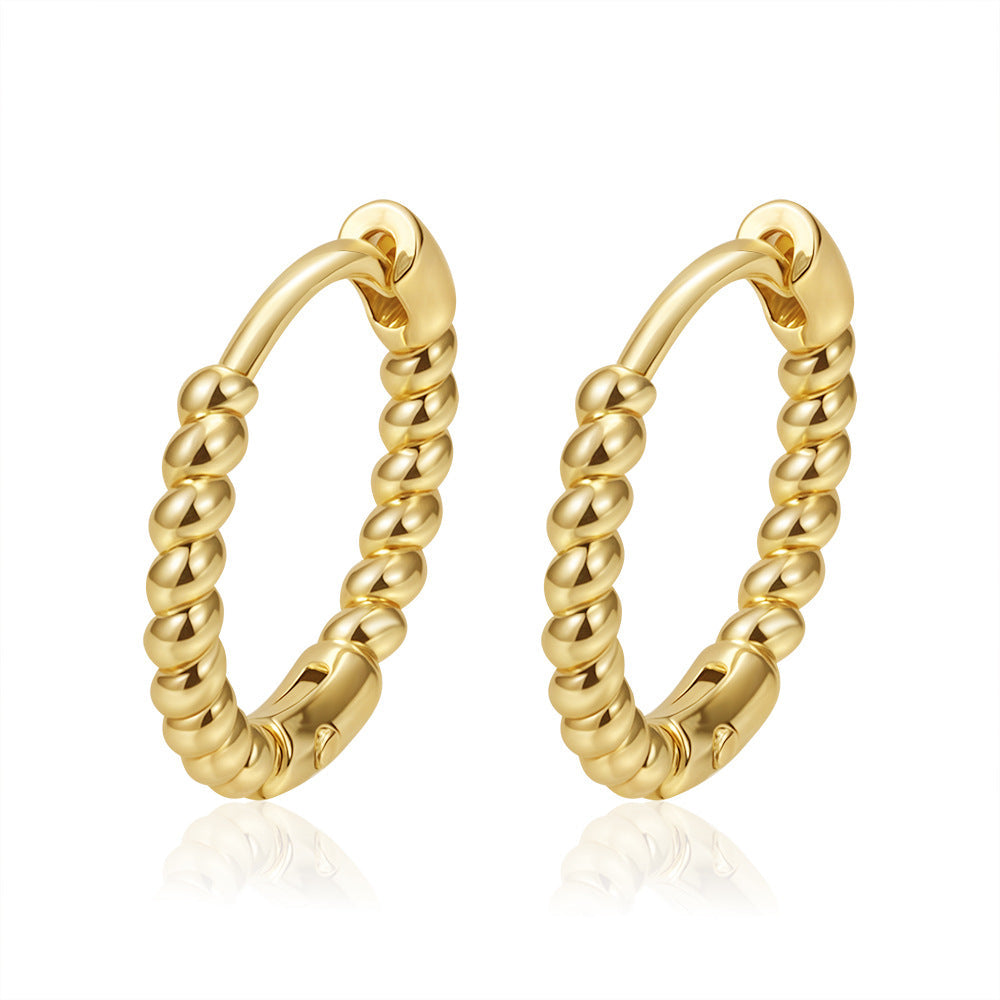 Womens Simple Stainless Steel Hoop Earrings