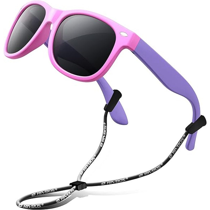 Toddler Kids Polarized UV Protection Flexible Rubber Sunglasses Shades w Strap