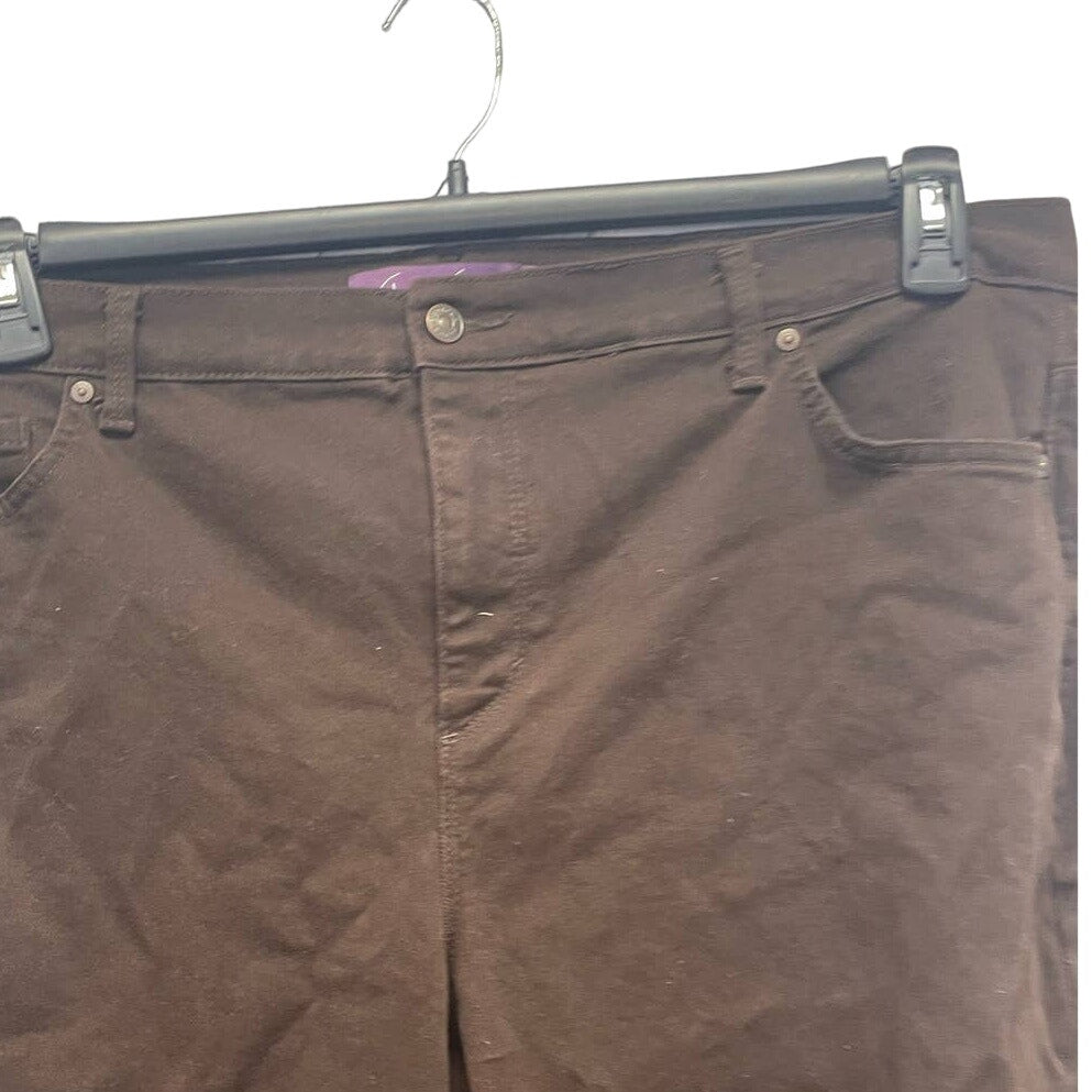 New Gloria Vanderbilt 18W Amanda Trouser PolyCotton Choco Brown Casual Pants