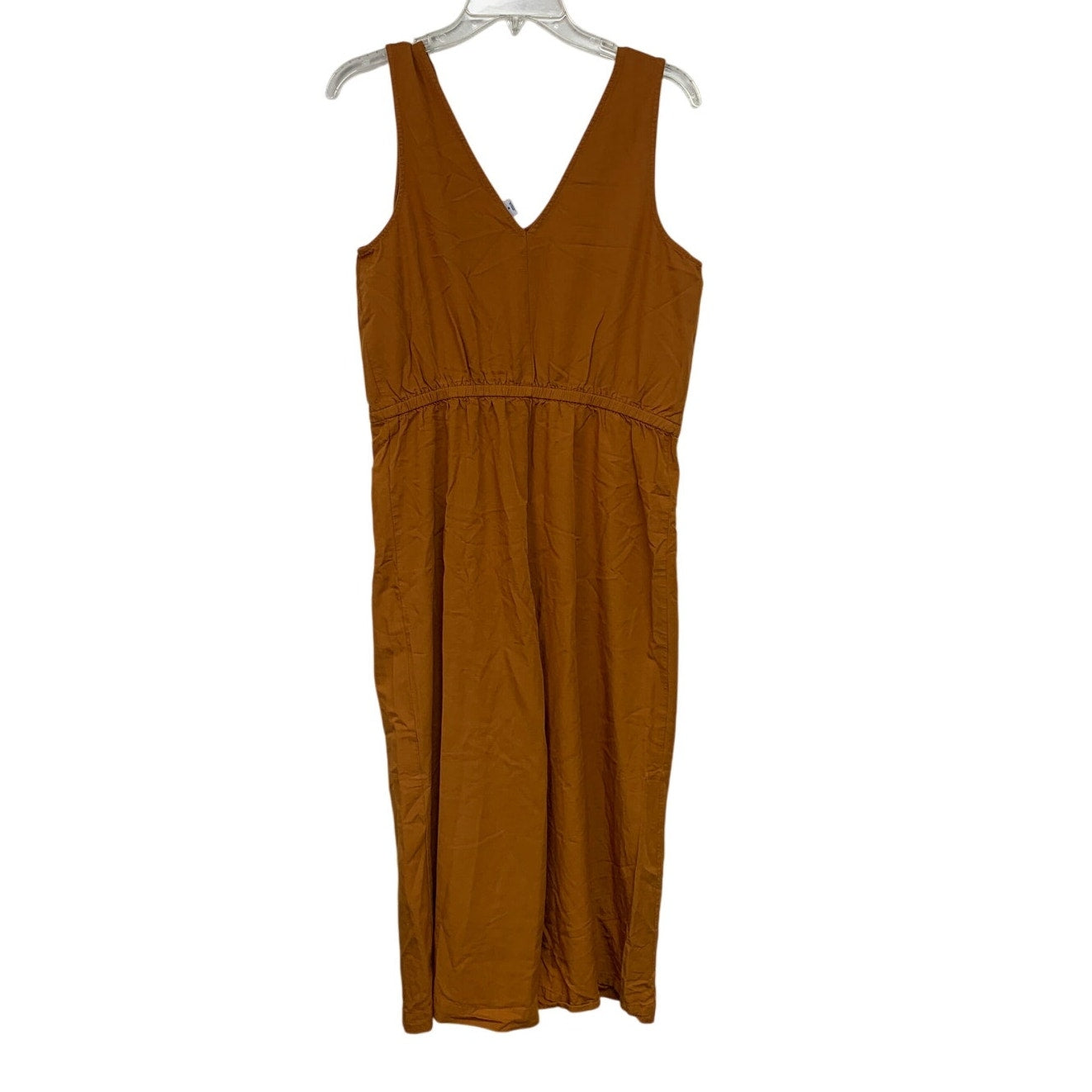Old Navy Womens Medium Gold Sleeveless V Neck Drawstring Waist Romper Jumpsuit