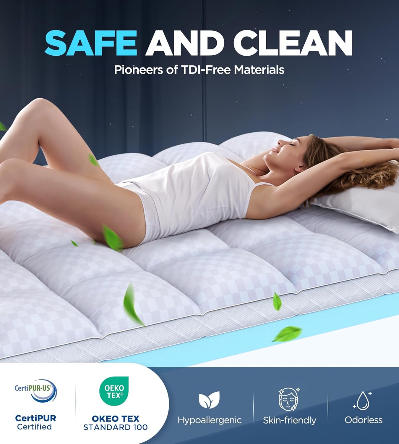 Dual Layer Memory Foam Mattress Topper for Comfort-4