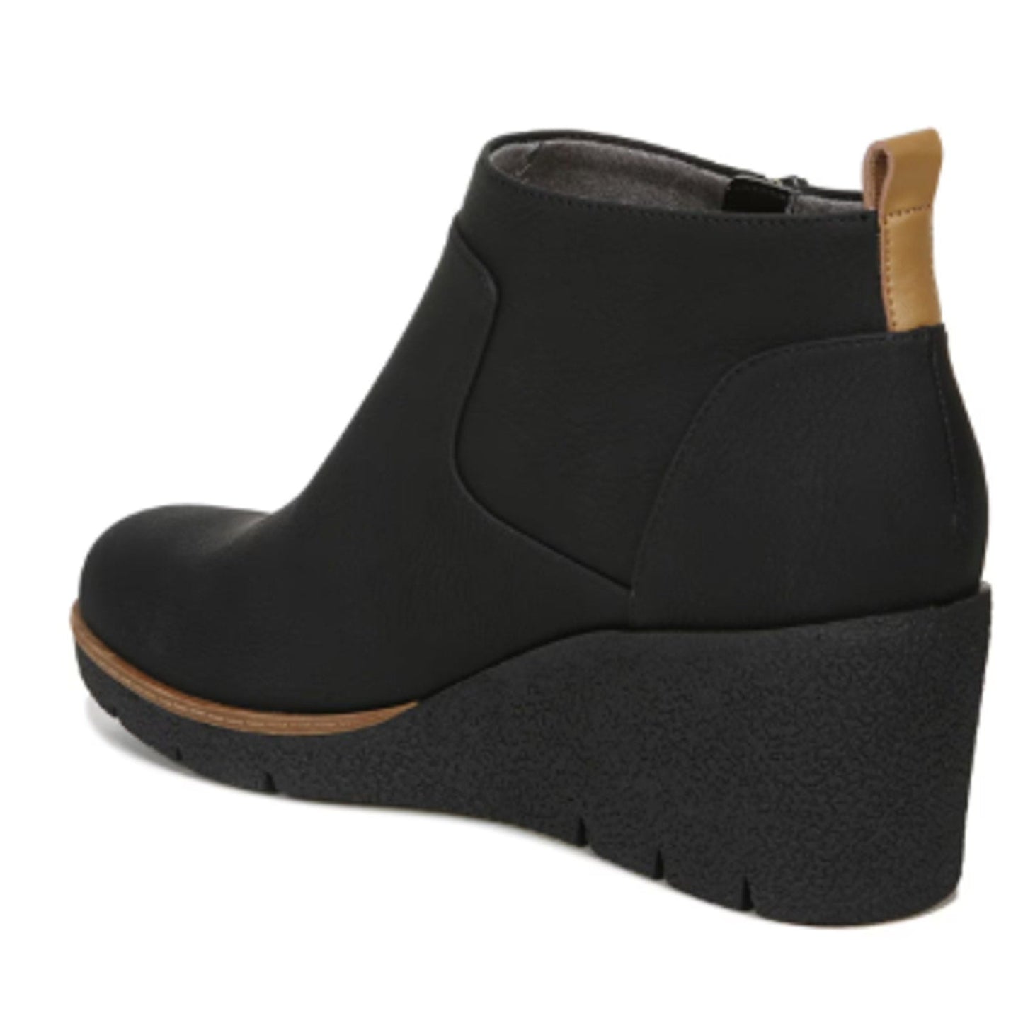 New In Box Dr Scholls Womens Size 8 Black Faux Leather Bianca Wedge Bootie Shoes