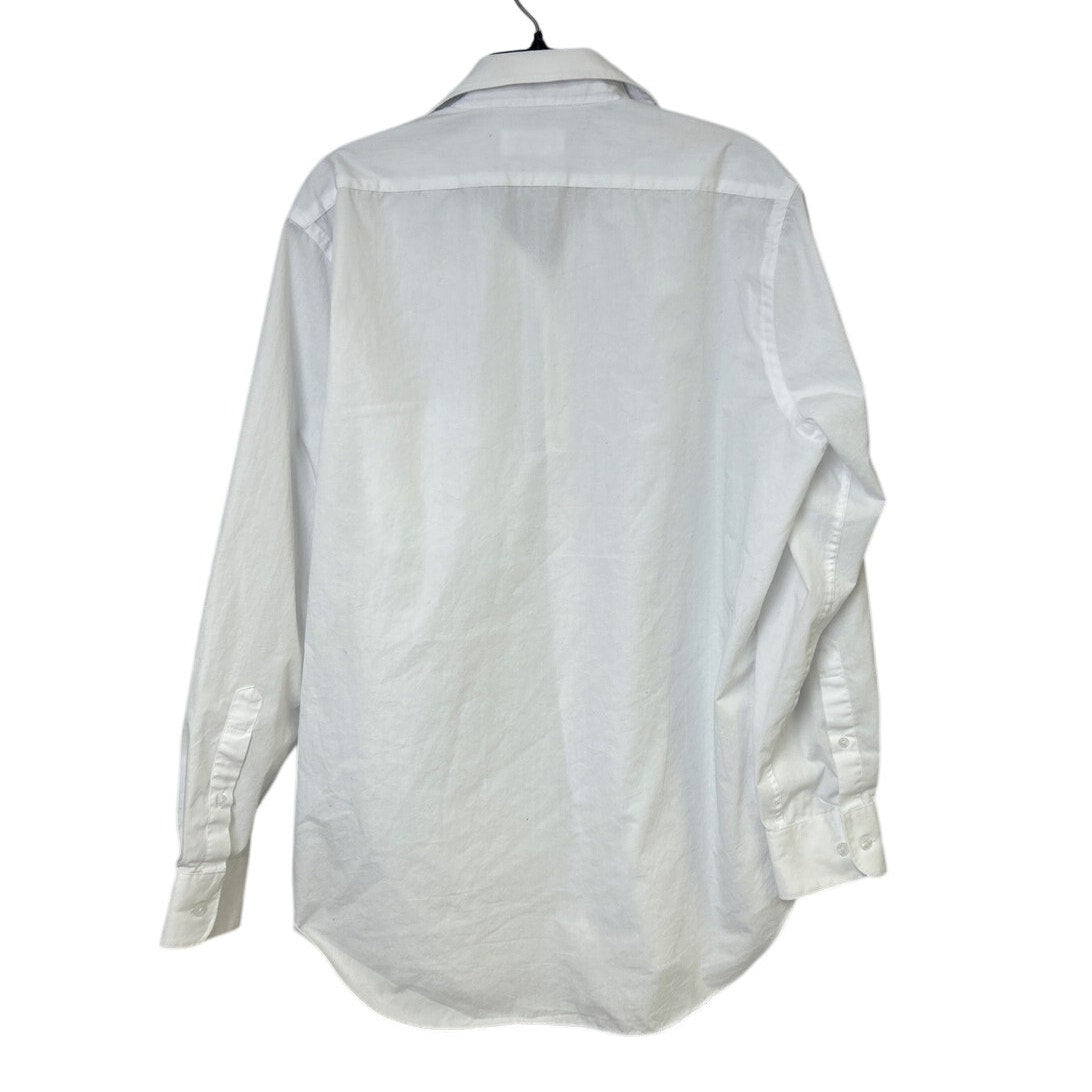 Bill Blass Essentials Mens Medium White Long Sleeve Collared Button Up Shirt
