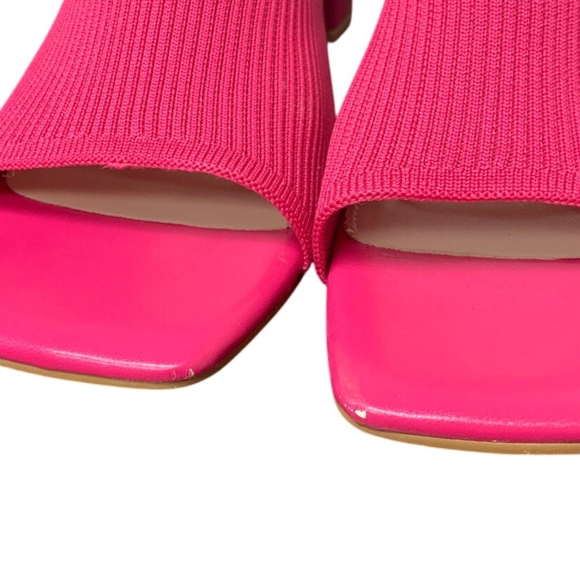 Shoe'N Tale Womens Size 11 Hot Pink 2.5" Heel Open Toe SlideOn Mule Sandal Shoes