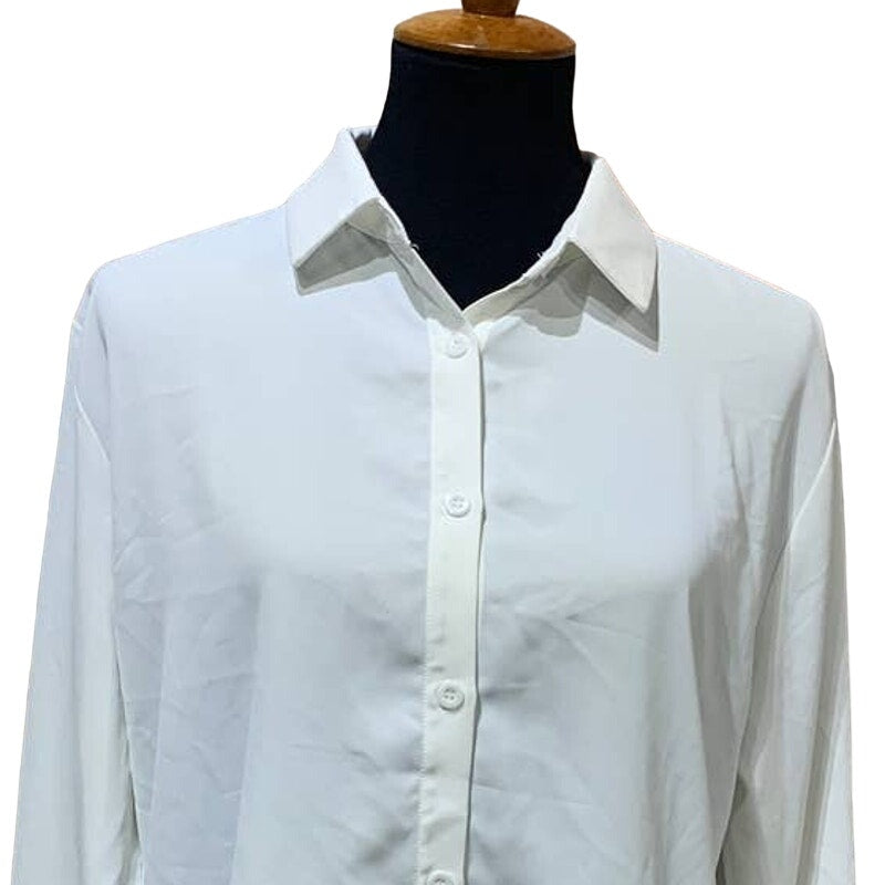 New Spring Season Womens Large Long Sleeve Polyester Button Down Career Blouse