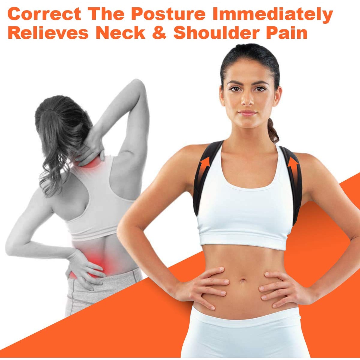 NWT New FY Posture Black Posture Corrector Adjustable Upper Back Shoulder Brace