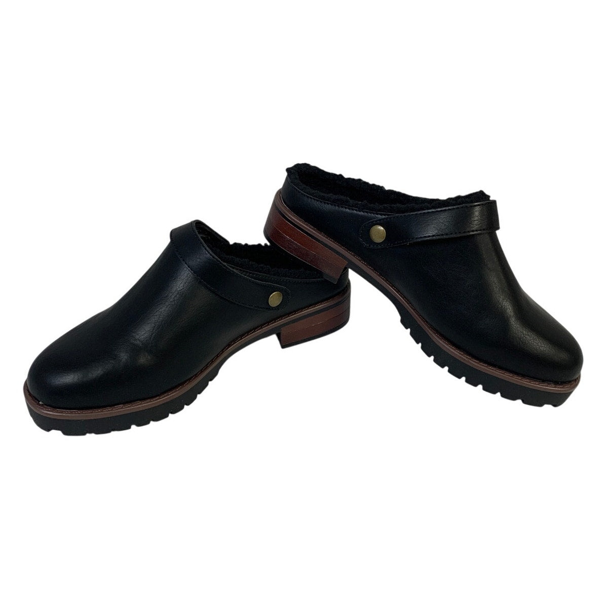 Kensie Womens Size 7 Black 1.5" Heels Clog Fuzzy Lined Slip On Round Toe Shoes