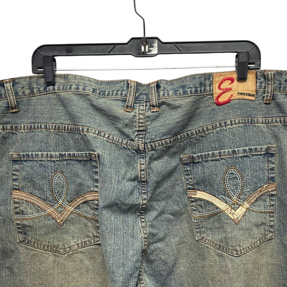 Eddie Domani Mens Jeans 52 / 32 Distressed Weathered Cotton Blend Denim Jeans