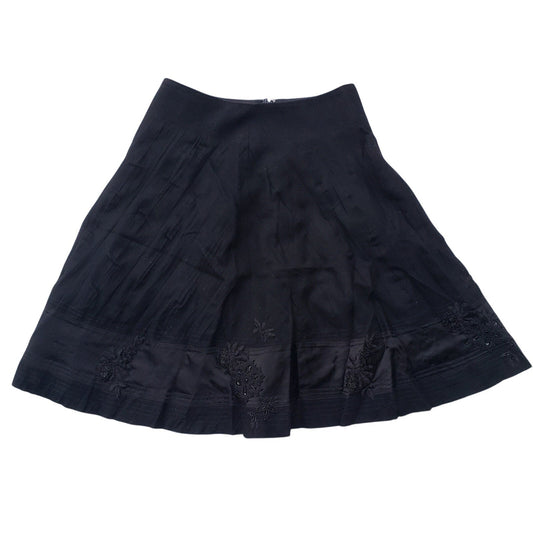 Banana Republic Womens Small Black Wool Blend Floral Beaded Lined Side Zip Skirt
