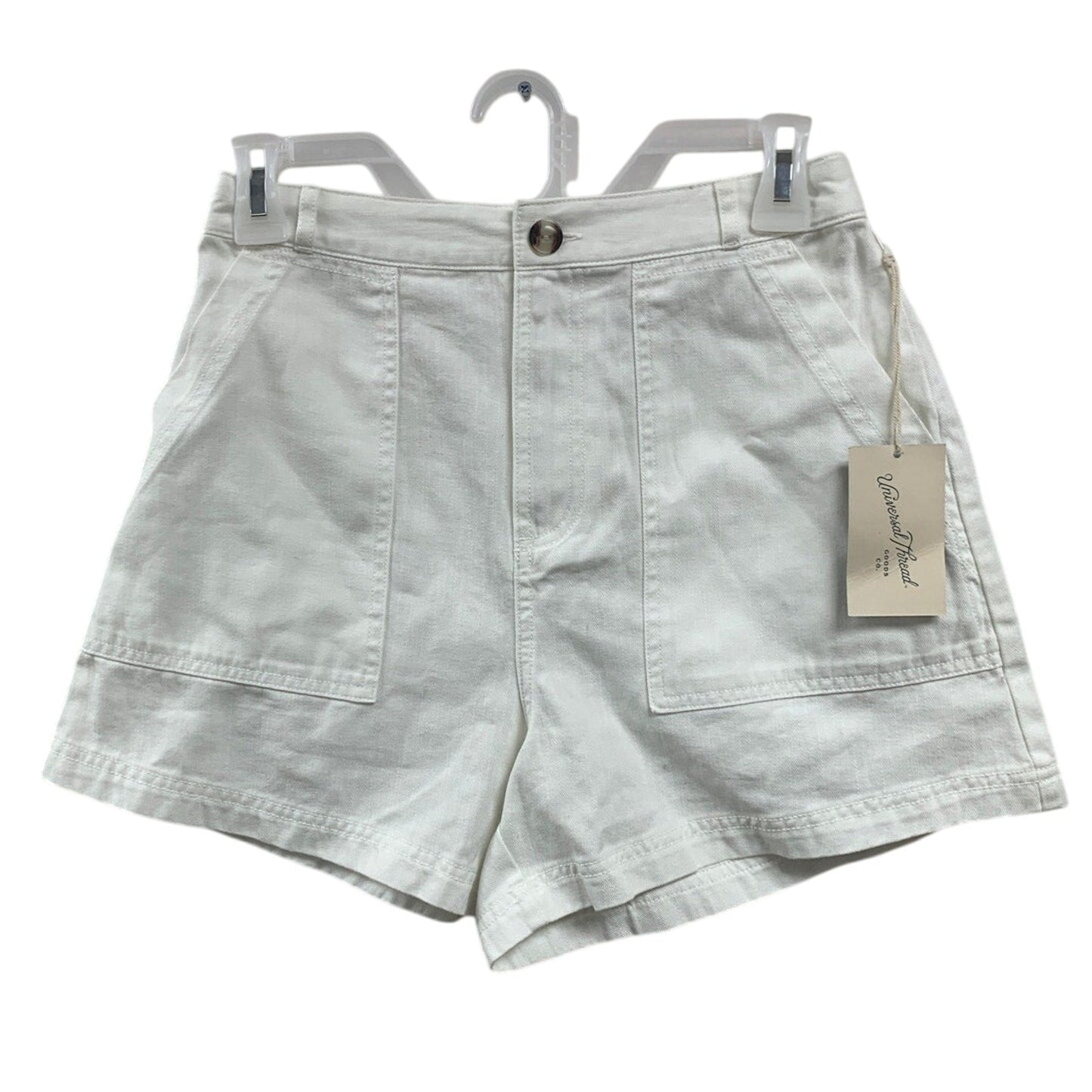 New Universal Thread Womens Size 12 100% Cotton White Front Pocket Short Shorts
