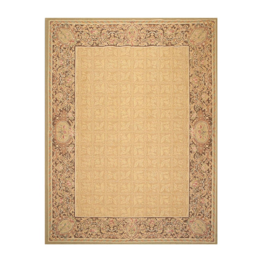 8’1"x11’6" Hand Woven 100% wool French Aubusson Needlepoint Area Rug Gold-0