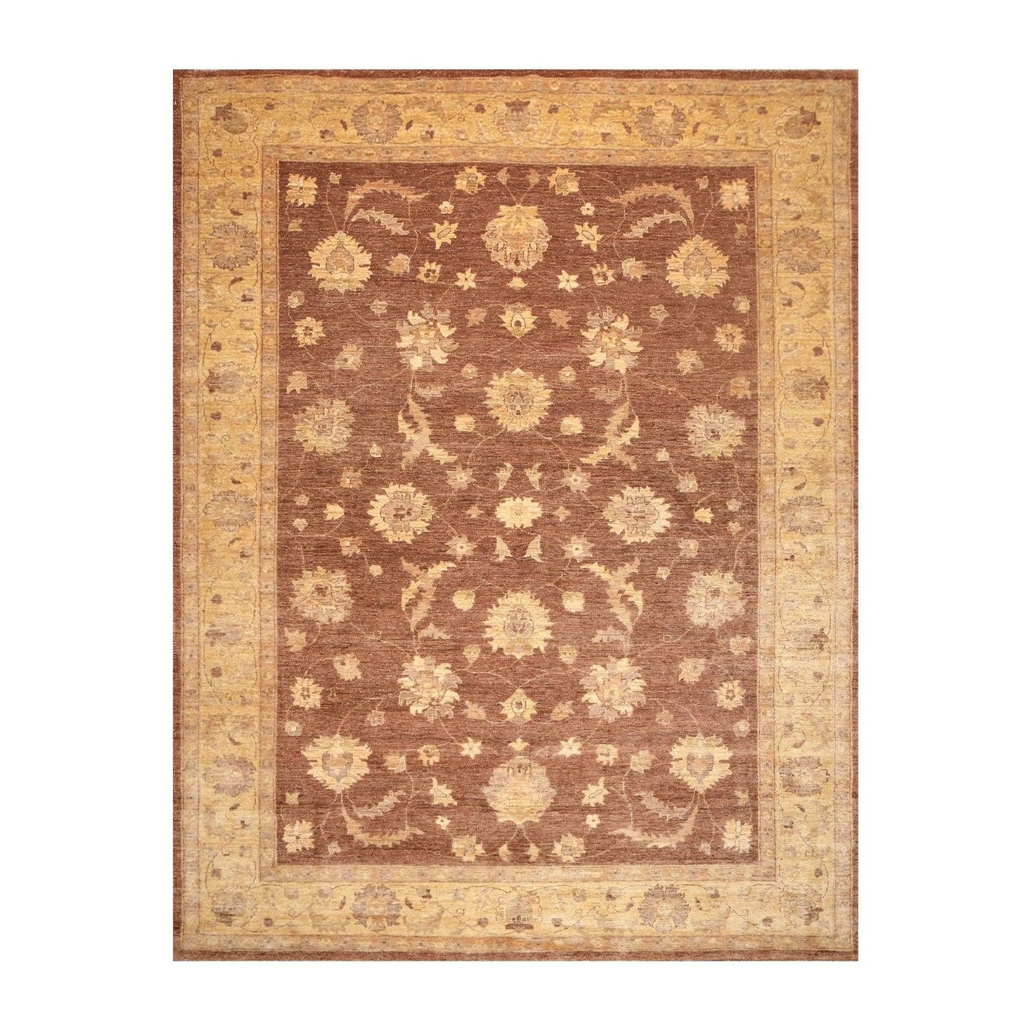 8’9" x 12’2"Hand Knotted Peshawar Stone Wash Silky Sheen Oriental Area Rug Brown-0